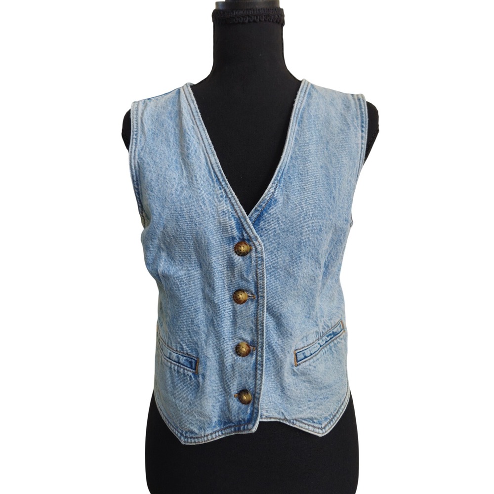 Abercrombie & Fitch Denim Vest S Lt Wash Button Front Rachel Green Y2K Cowgirl
